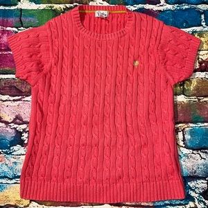 Lily Pulitzer cable/ribbon short sleeve sweater